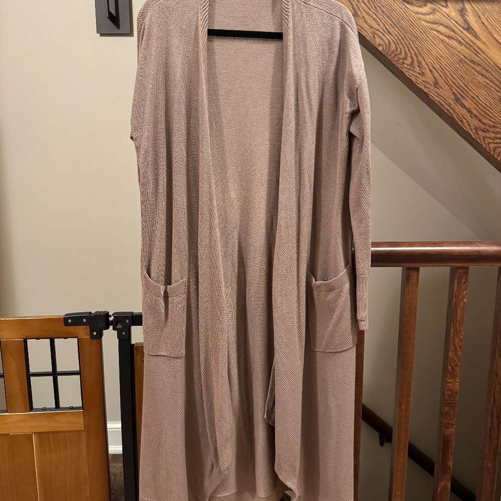 Lululemon Lunar Lengths Longline Wrap Cardigan Sweater Cashlu M Soft Sand